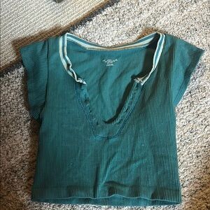 Urban Outfitters Teal Ribbed Crop Top